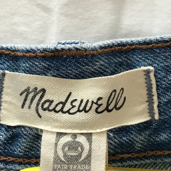 Madewell 90s Straight Jeans Women 27 Blue High Rise Distressed Raw Hem Stretch - Picture 3 of 14